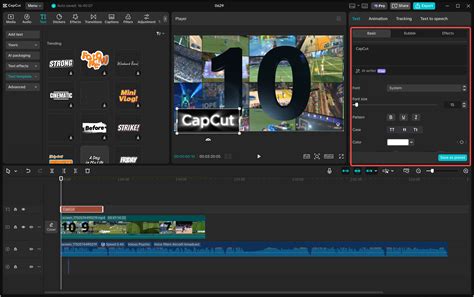 Screenshot van CapCut met een video op de tijdlijn en bewerkingsopties.