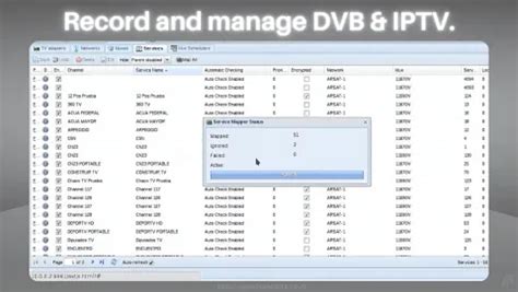 Screenshot van de TVHeadend webinterface met kanaalselectie