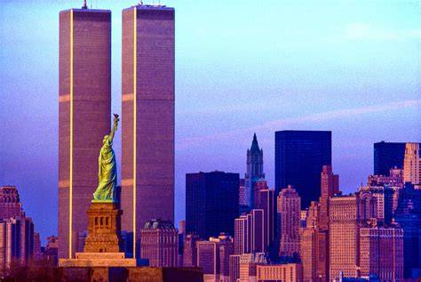 Illustratie van de Twin Towers tijdens de aanslagen van 9/11