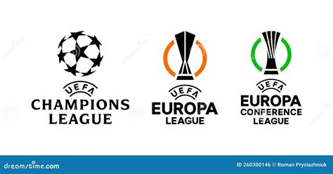 Infografiek met de logo's van UEFA Champions League, Europa League, Conference League en Ziggo Sport