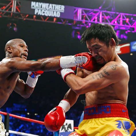 Illustratie van Floyd Mayweather Jr. en Manny Pacquiao in de ring.