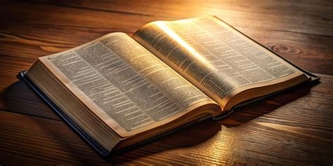 Illustratie van een open Bijbel met lichtstralen die eruit komen