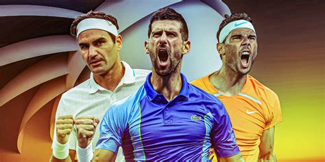 een collage van foto's van Novak Djokovic en Rafael Nadal tijdens hun wedstrijden