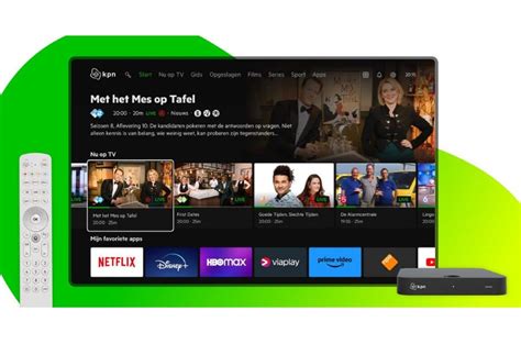 Overzicht van KPN TV interface met verschillende entertainmentopties