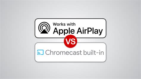 Diagram dat het verschil uitlegt tussen AirPlay (apparaat naar apparaat) en Chromecast (apparaat stuurt tv naar content)