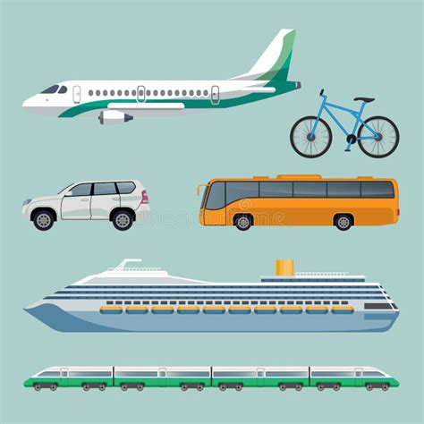 Illustratie van diverse vervoersmiddelen zoals een fiets, huifkar, trein en ruimteschip