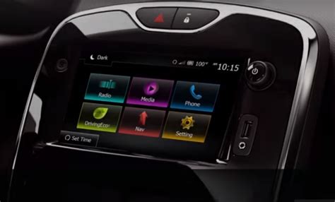 Illustratie van het Renault Carminat navigatiesysteem dashboard