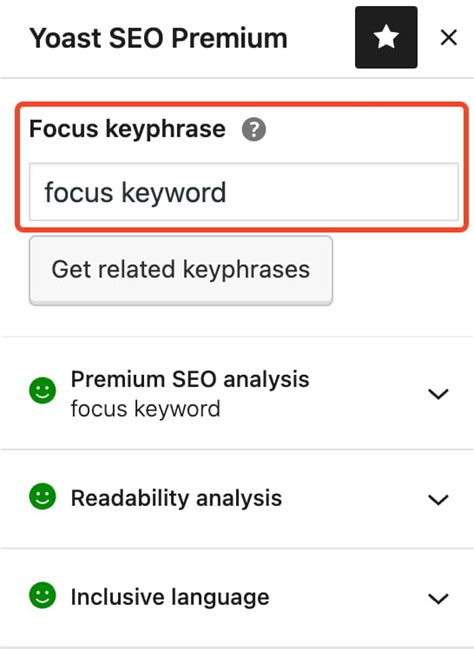 Screenshot van de Yoast SEO metabox met focus keyphrase en Google snippet preview