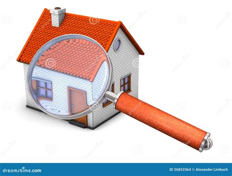 Illustratie van een taxateur die een huis inspecteert met een vergrootglas, wat symboliseert dat de waarde onder druk staat.