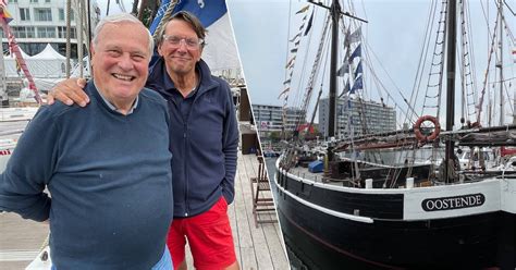 Een illustratie van Sanne en Bobby op het dek van het stoomschip Rotterdam