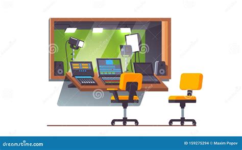 Illustratie van een televisiestudio met camera's en lichtapparatuur