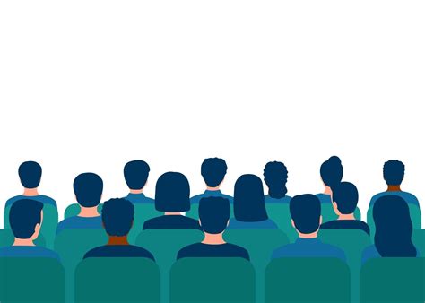 Illustratie van een theateropstelling met publiek rondom en koptelefoons