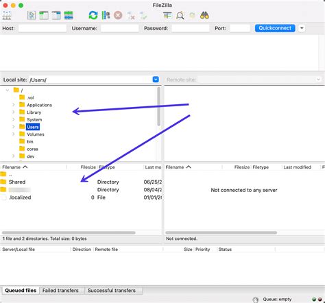 Screenshot van FileZilla Client met de lokale bestanden aan de linkerkant en de Humax-bestanden aan de rechterkant, met een sleepactie van bestanden.