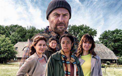 Collage van de hoofdrolspelers van de nieuwe Bergerac serie