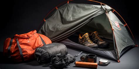 Kampeeruitrusting klaar voor gebruik in de natuur