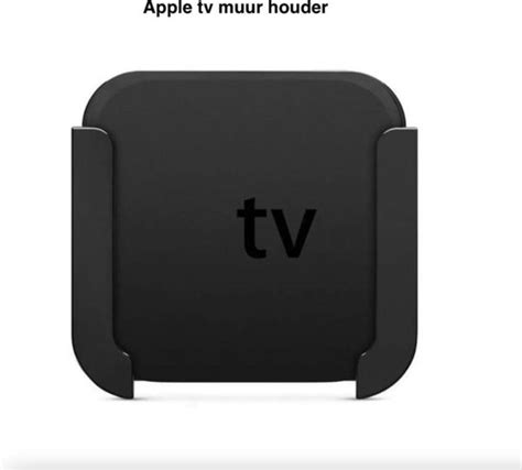 Voorbeeld van een wandgemonteerde Apple TV houder, ontworpen voor efficiënte kabelgeleiding