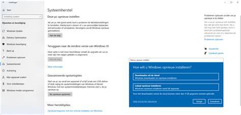 Infographic die de stappen voor 'Deze pc opnieuw instellen' visualiseert.
