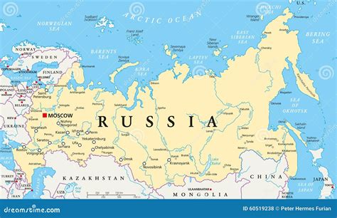 Kaart van Rusland met nadruk op de media-omgeving