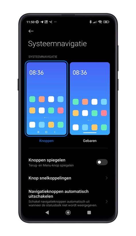 Screenshot van een app met knoppen voor tv-bediening, inclusief navigatie en app-lancering