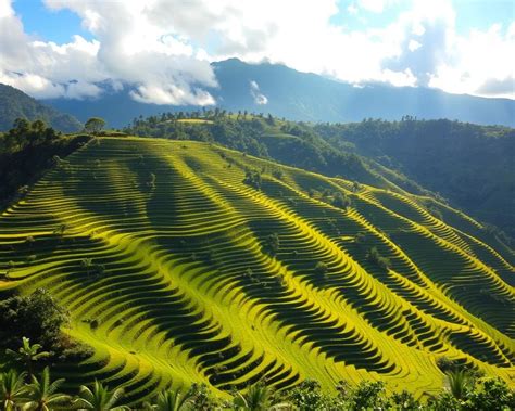Panoramische foto van de weelderige, groene rijstterrassen en traditionele Tongkonan-huizen in Tana Toraja.