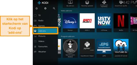 Schema van hoe Kodi add-ons werken met externe streamingdiensten