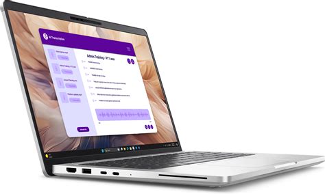 Illustratie van de Dell 14 Plus laptop in opengeklapte toestand, met focus op het scherm en toetsenbord.