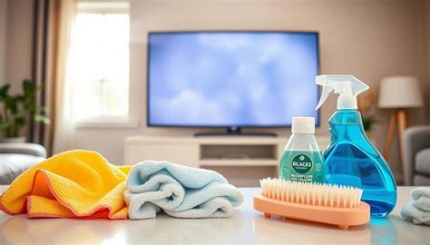 Illustratie van het correct schoonmaken van een TV-scherm