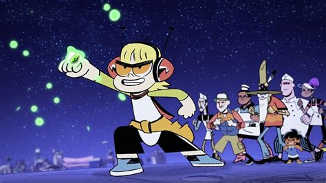 Stills uit de animatieseries Centaurworld, Maya and the Three, Kid Cosmic en Eden, die de diverse visuele stijlen weergeven.