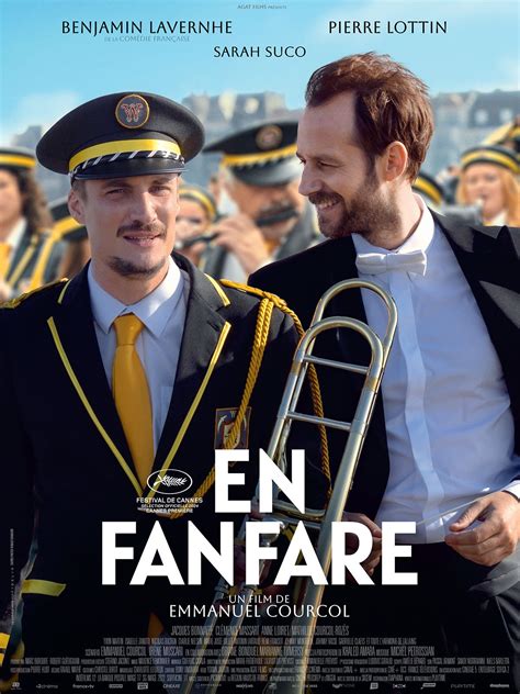 Affiche van de film 'En fanfare' met de twee hoofdrolspelers.