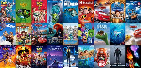 Collage van bekende Disney en Pixar DVD-covers