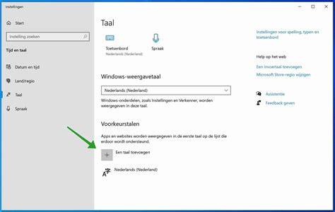 Visuele weergave van de taal- en toetsenbordinstellingen tijdens de Windows 10 installatie.