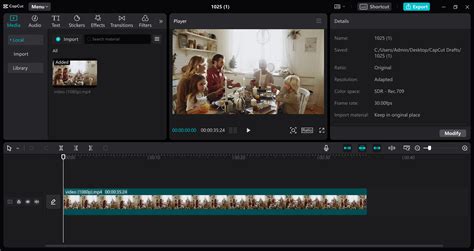 Screenshot van de CapCut desktop video-editor met de