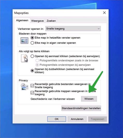 Screenshot van Windows Verkenner met mapopties waar miniaturen kunnen worden beheerd