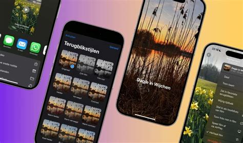 Illustratie van de iMovie-tijdlijn op een iPhone, met een groen muziekfragment en opties voor volumeaanpassing.