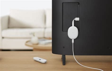Illustratie van een Google Chromecast-apparaat dat is aangesloten op een tv.