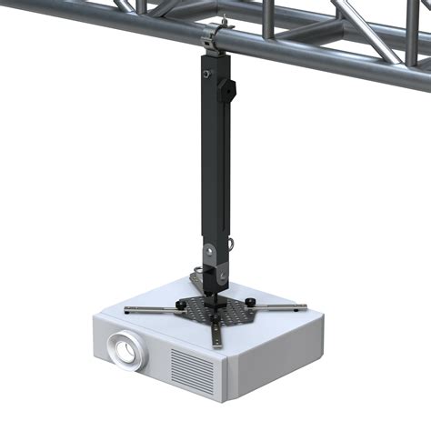 Gedetailleerde foto van de RIGGATEC Truss projector mount met clamp.