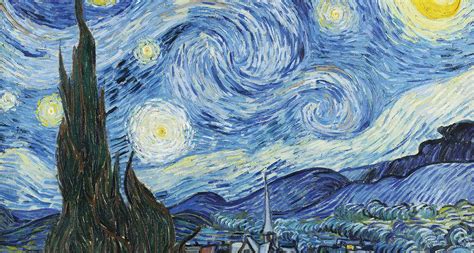 Illustratie van Vincent van Gogh met zijn beroemde schilderijen 