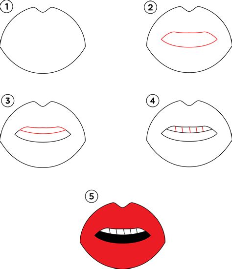 Een illustratie die de stappen toont voor het maken van de mond van een sokpop met karton en stof.