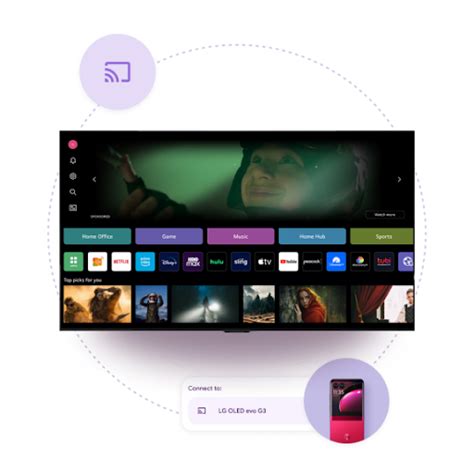 illustratie die het Cast-pictogram op een smartphone en een tv toont