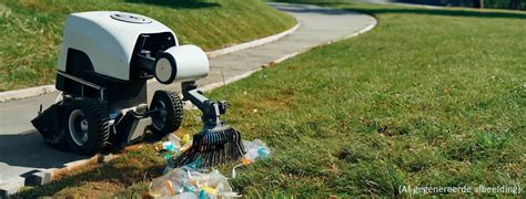 Illustratie van een robot die afval verwerkt