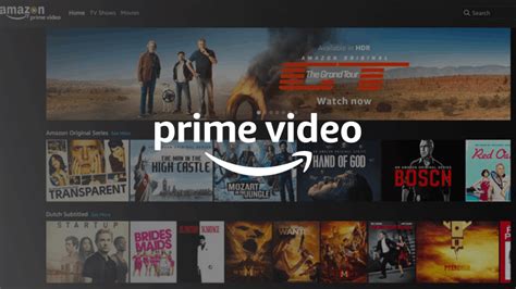Screenshot van de Amazon Prime Video app met een overzicht van beschikbare films en series.