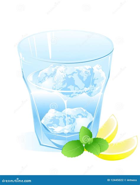 illustratie van een glas met komkommerlinten, munt en ijs