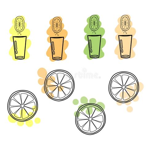 Illustratie van verschillende glazen limonade met fruit en kruiden