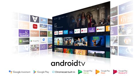 Screenshot van een AndroidTV interface met diverse apps