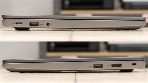 Illustratie van diverse poorten op een Chromebook (HDMI, USB-C)