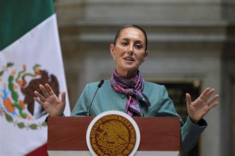 Mexicaanse president Claudia Sheinbaum tijdens een persconferentie