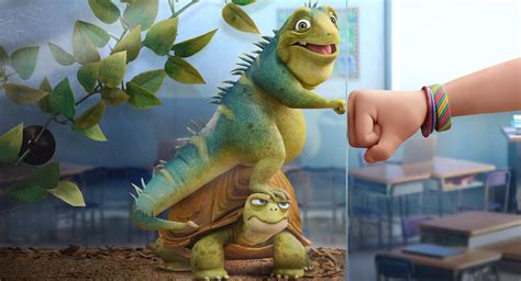 Leo de hagedis en Squirtle de schildpad in het klaslokaal