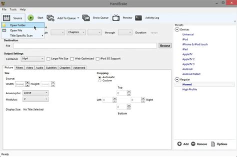 HandBrake interface met de geselecteerde dvd-titel