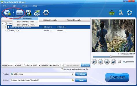Screenshot van de EaseFab DVD Ripper interface