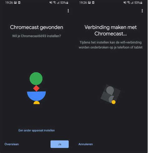 Schema dat de verbinding tussen smartphone, Chromecast en tv illustreert.